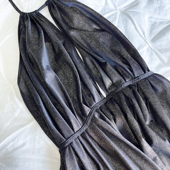 Gracia Fashion Black Gold Shimmery Halter Tie Dancing Dress for Night Out - Picture 8 of 8